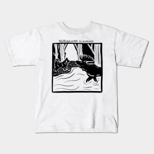 Norwegian Elkhound Stamp Art Kids T-Shirt